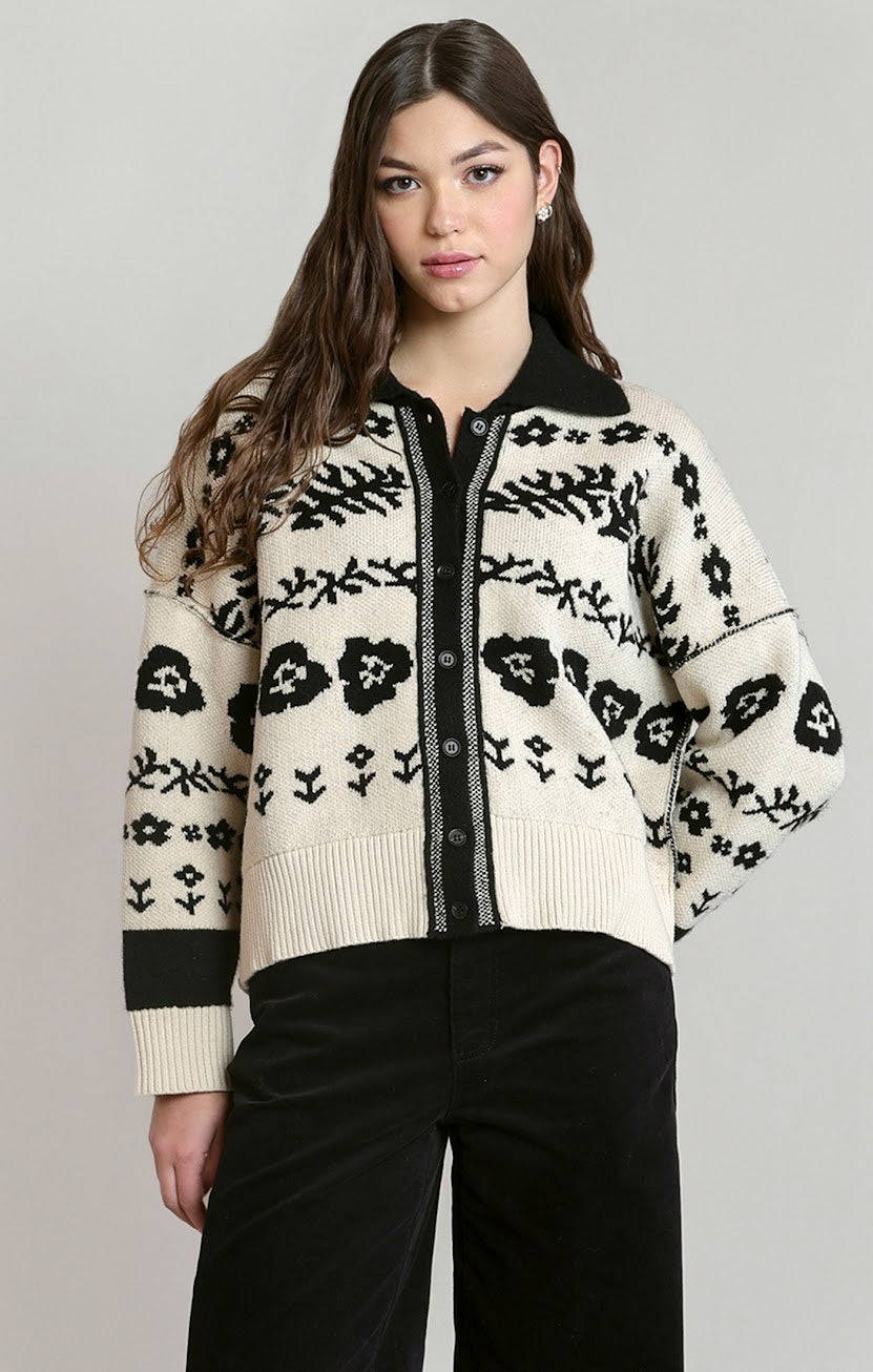 DEX Flower Jacquard Cardigan 02-09