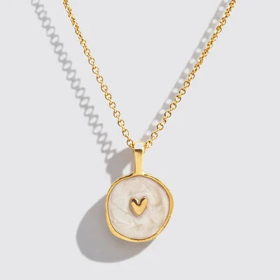 Bizou Gold-Tone Necklace with Mother-Of-Pearl Heart Pendant