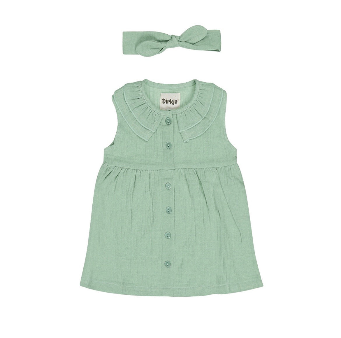 Dirkje Green Muslin Dress with Headband SP
