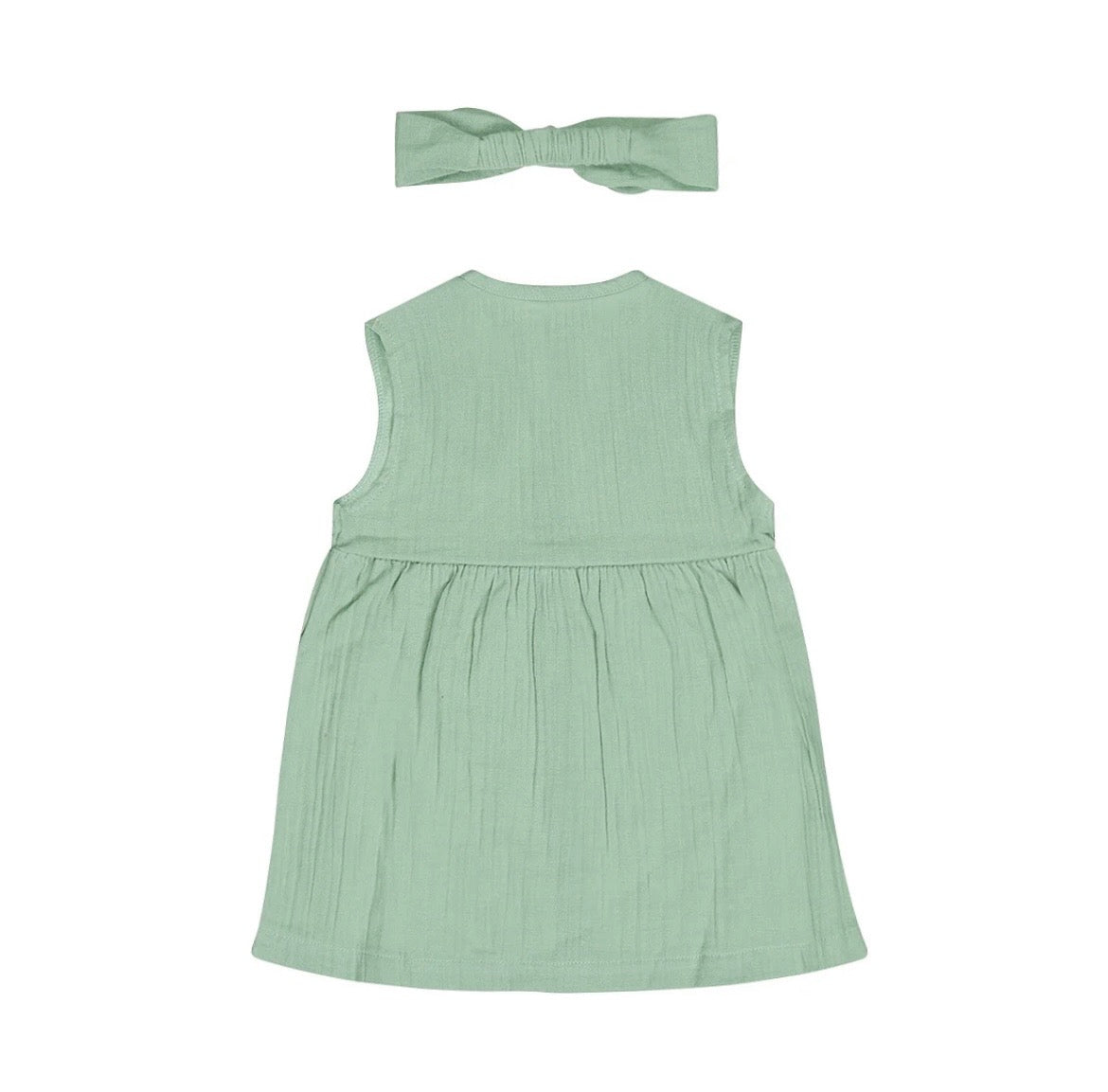 Dirkje Green Muslin Dress with Headband SP