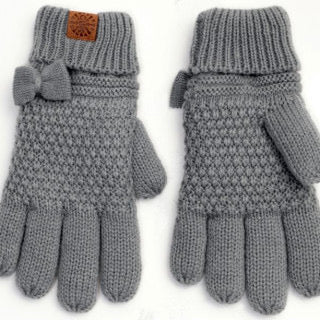 Calikids Knit Gloves with Bow-FA23