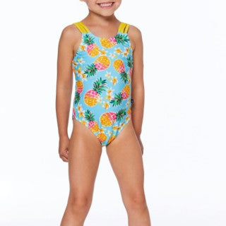 Deux Par Deux Blue Pineapple One Piece Swimsuit SP24