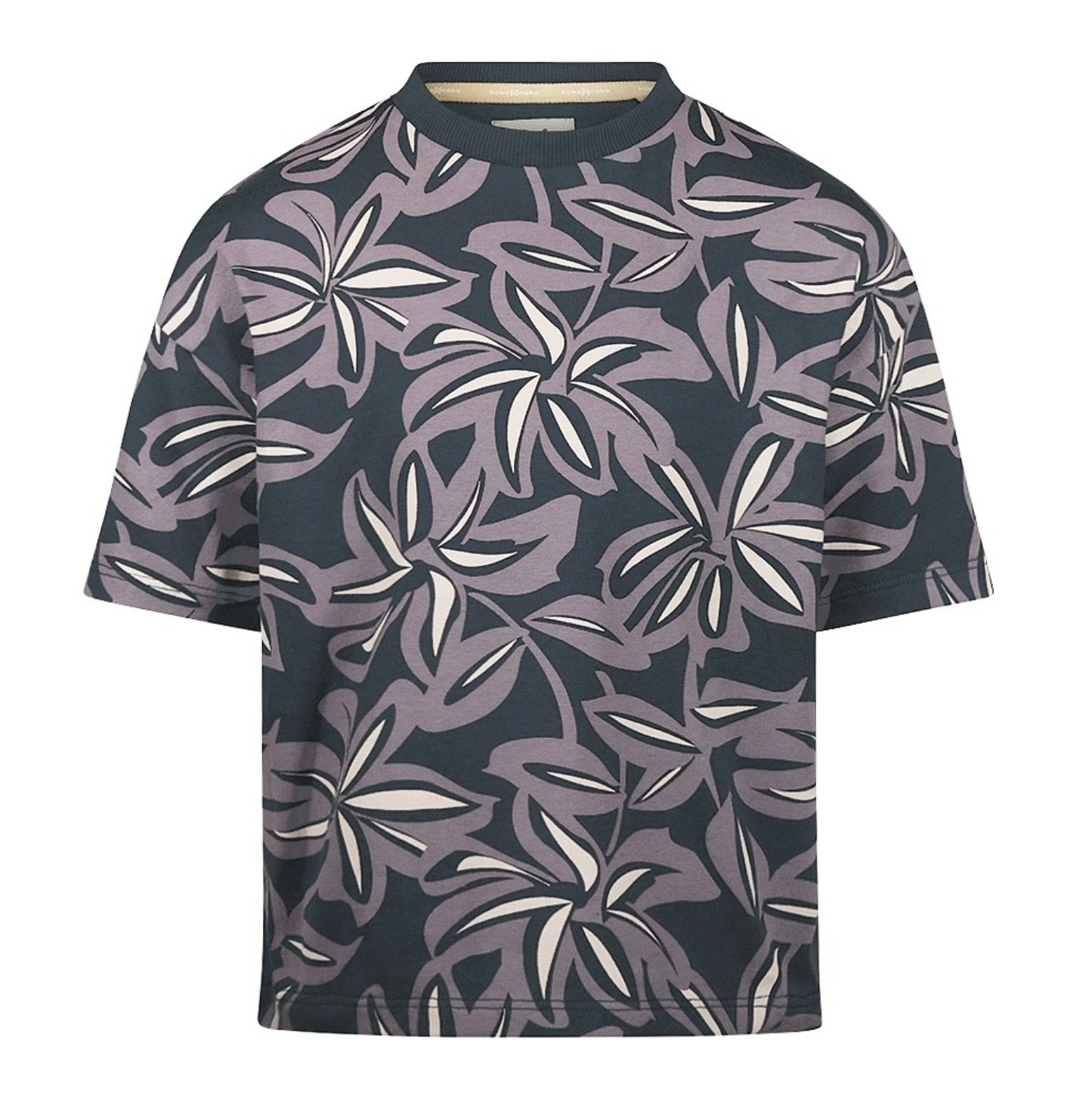 Koko Noko Navy Leaf Print T-Shirt SP