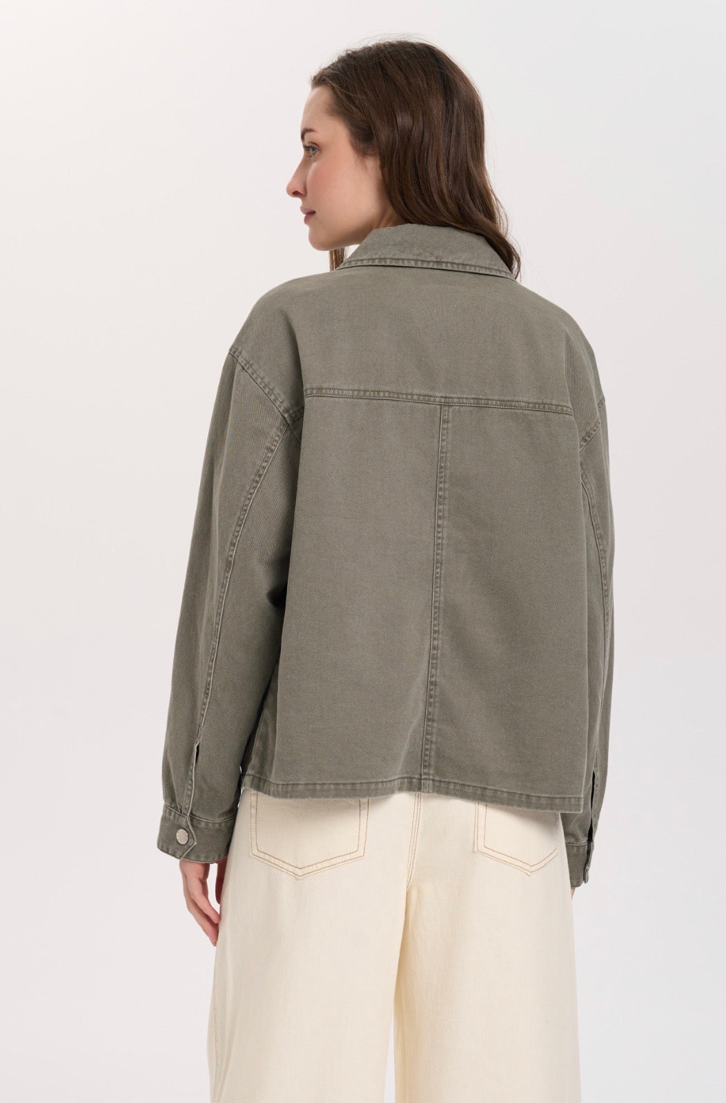 24 Colours Green Denim Jacket 02-08