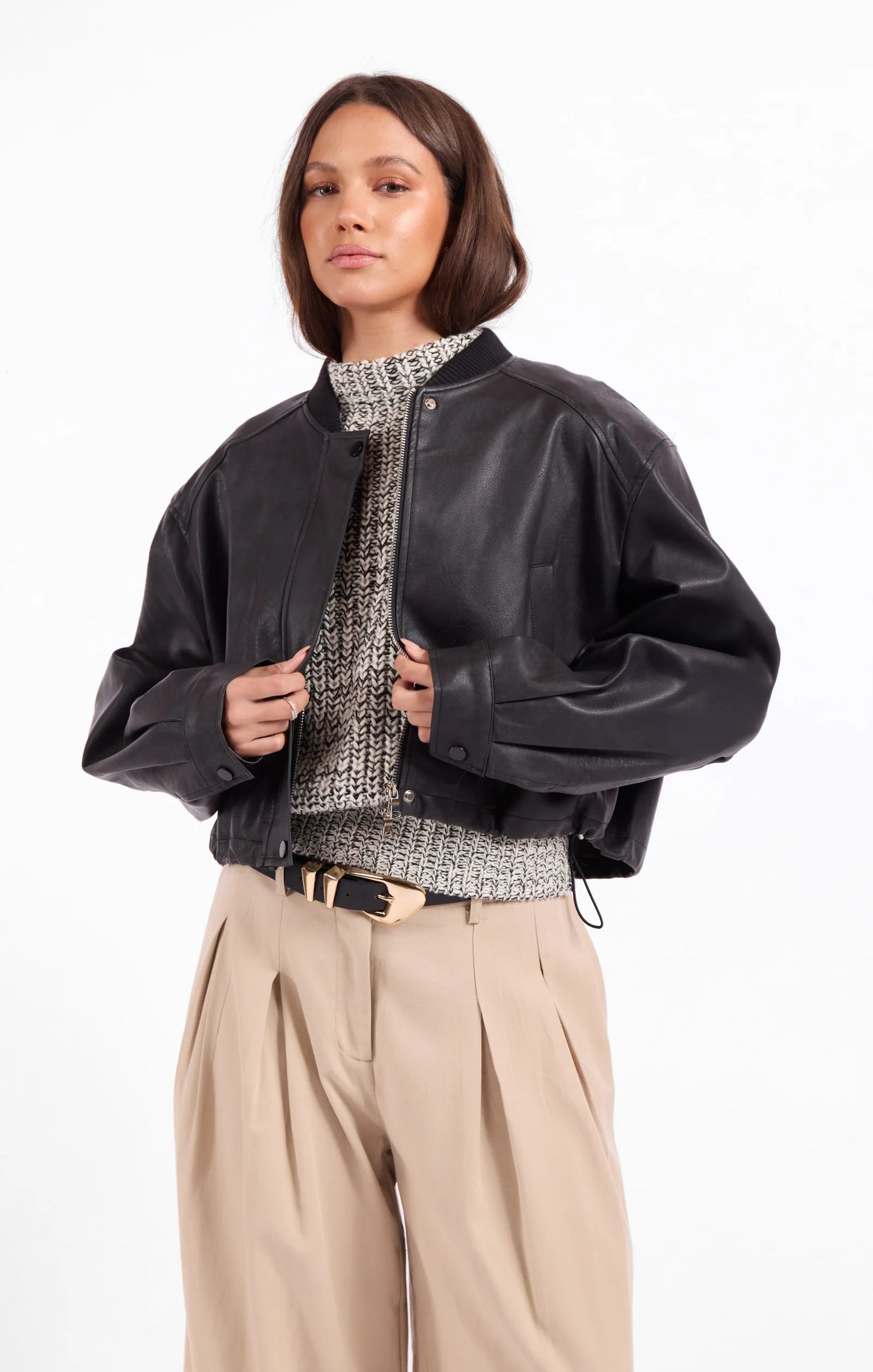 Sage The Label Academy Leather Bomber 02-08