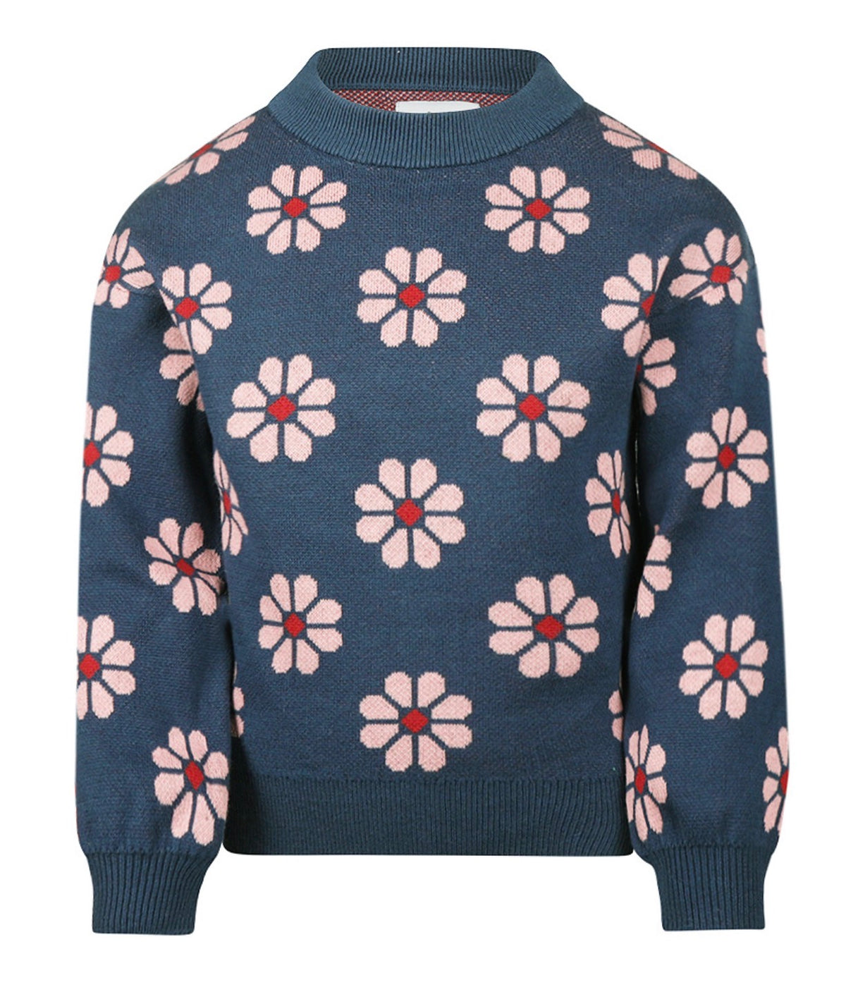 Koko Noko Navy & Pink Flower Knit Sweater 09-02