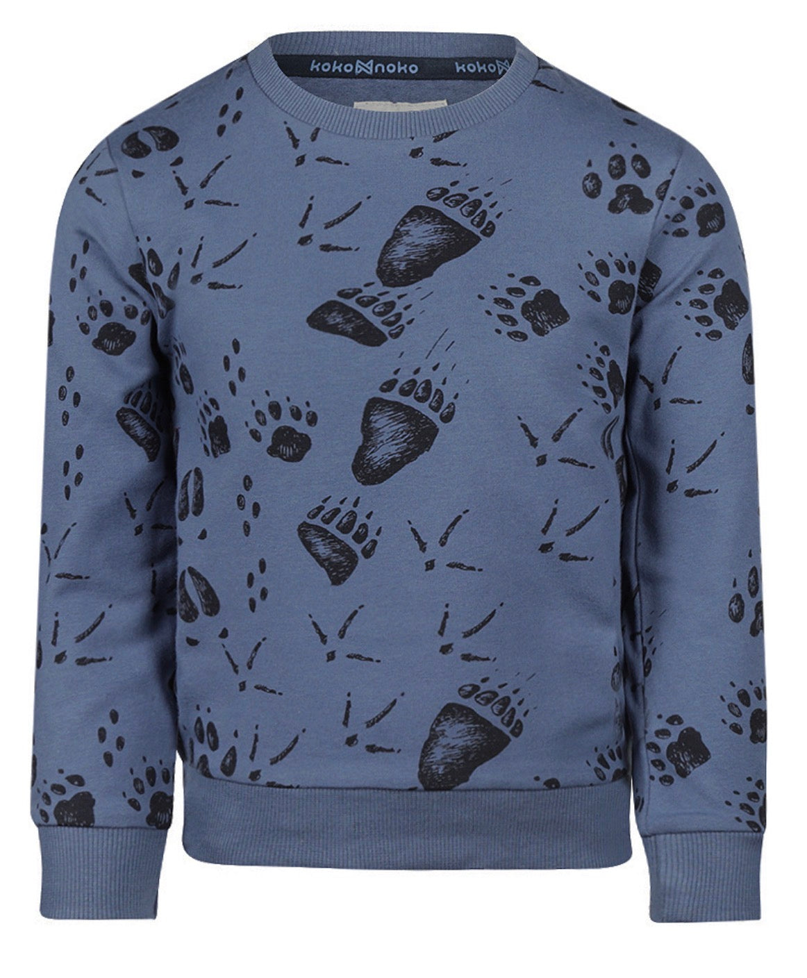 Koko Noko Blue Sweater With Animal Tracks 09-02