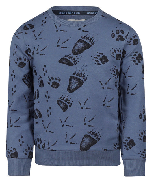 Koko Noko Blue Sweater With Animal Tracks 09-02
