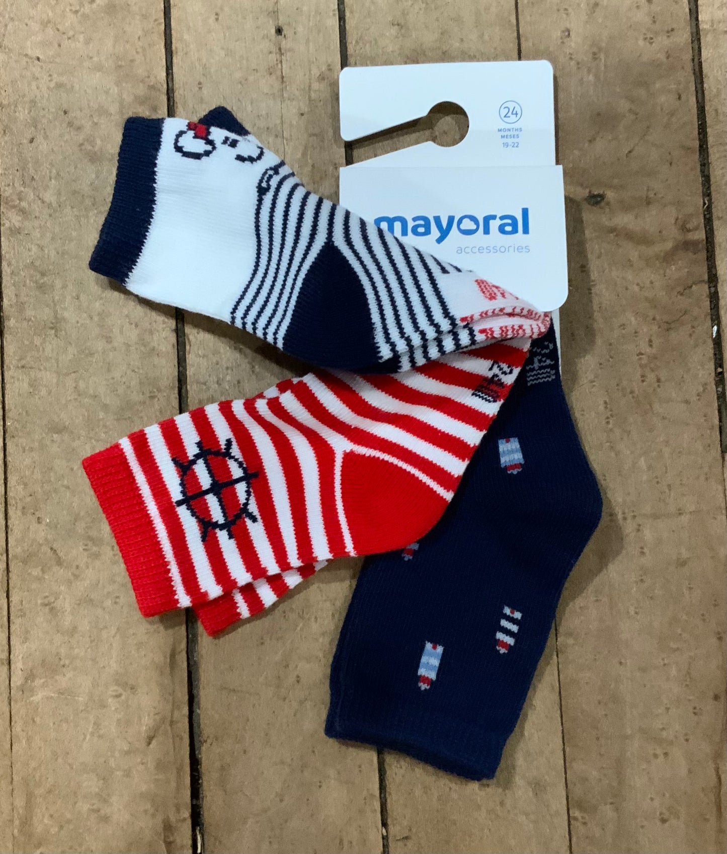 Mayoral Boys 3 Pk Socks-SP23-Blue/Red