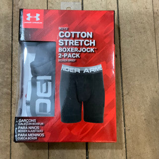 Under Armour Boys Cotton Stretch Boxers Grey/Black